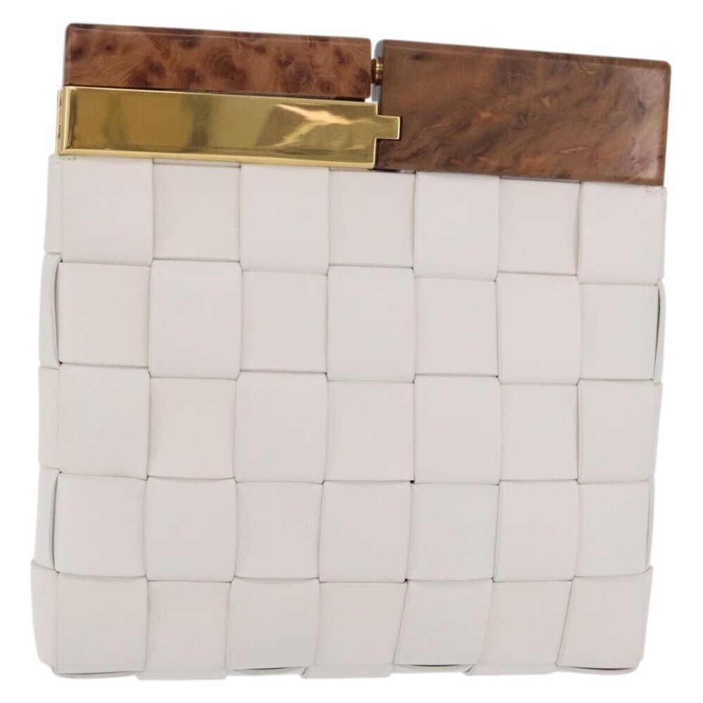 Bottega Veneta The Snap Clutch Maxi Intrecciato Leather with Wood and Metal